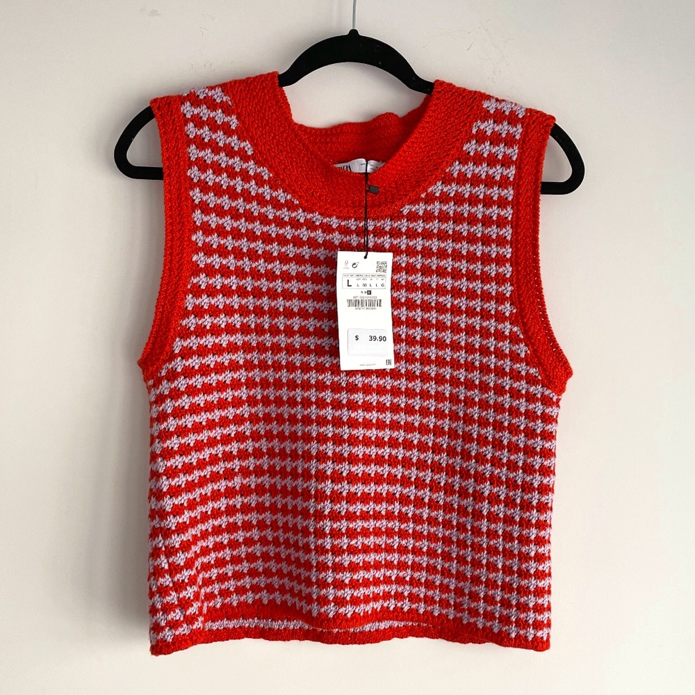 Zara Knit Tank Top | Purple & Orange | L